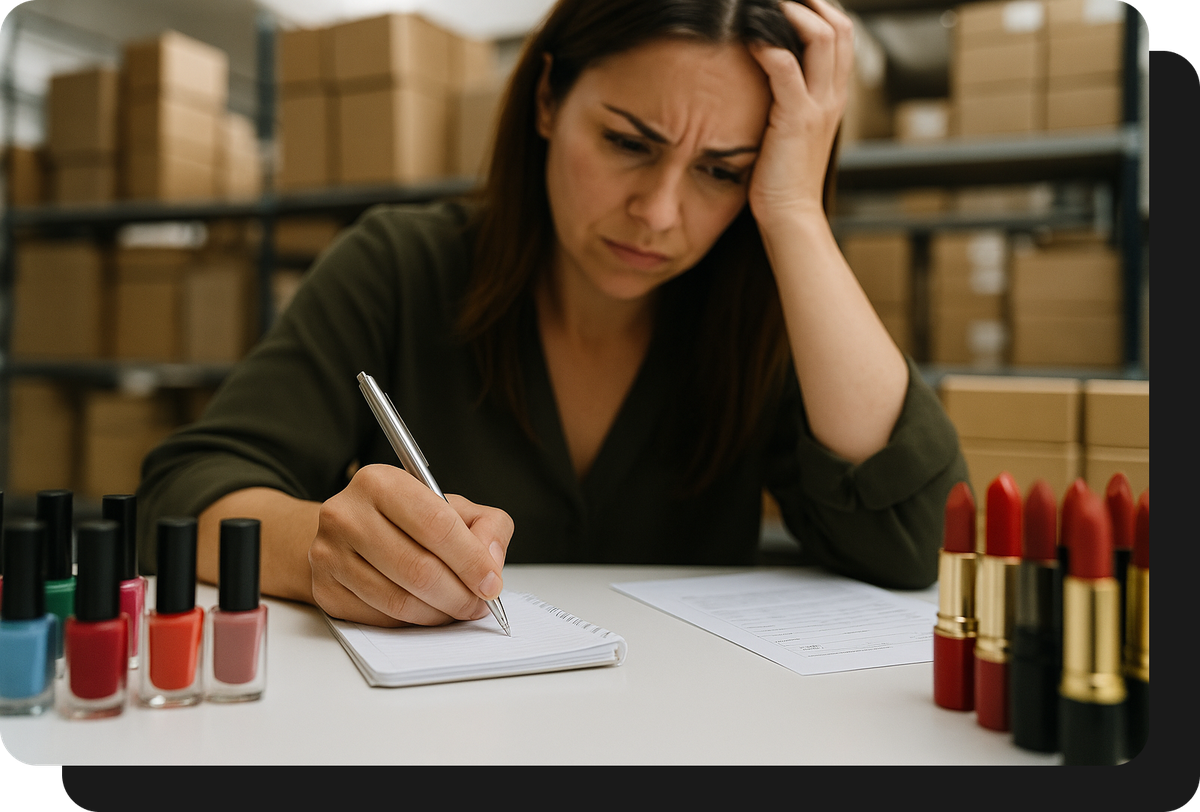 Mayorista de cosmetica tomando pedidos a mano sin ventasxmayor.com.mx