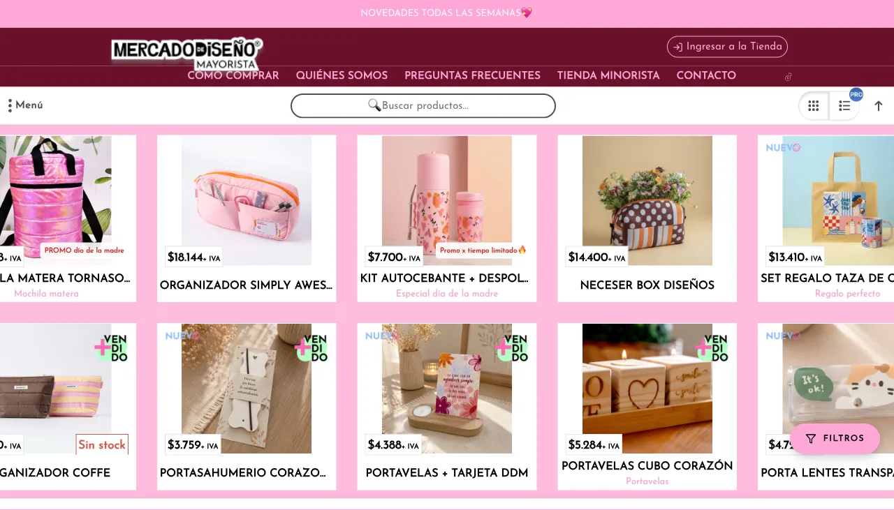 Tienda mayorista online de Mercado de Diseño — mayorista de objetos de diseño, bazar, deco, tazas y accesorios para el mate de Rosario que vende por mayor a todo el país con su tienda B2B creada con VentasxMayor