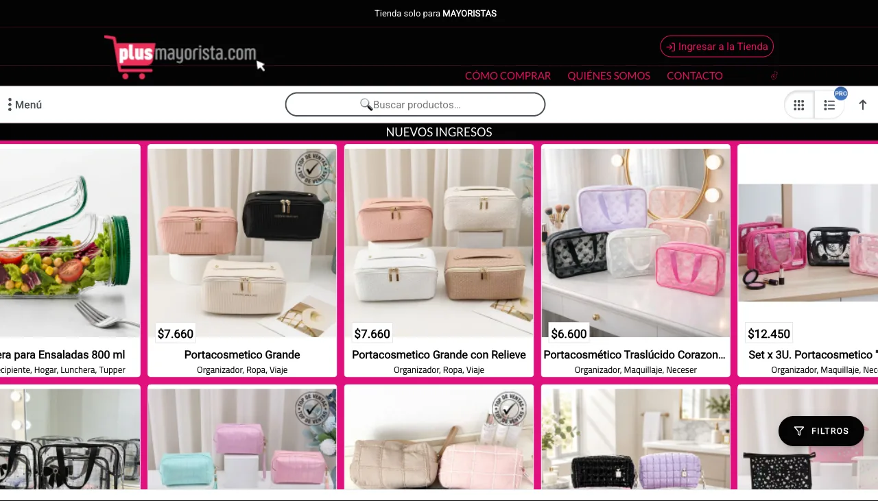 Tienda mayorista online de Plus Mayorista, importador y distribuidor de bazar, marroquinería, librería y bijouterie de Rosario con tienda B2B en VentasxMayor