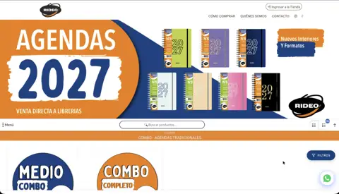 Tienda mayorista de librería y agendas Rideo, creada con VentasxMayor