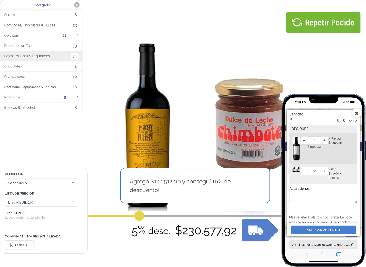 funciones para mayoristas de alimentos y bebidas de ventasxmayor.com.mx