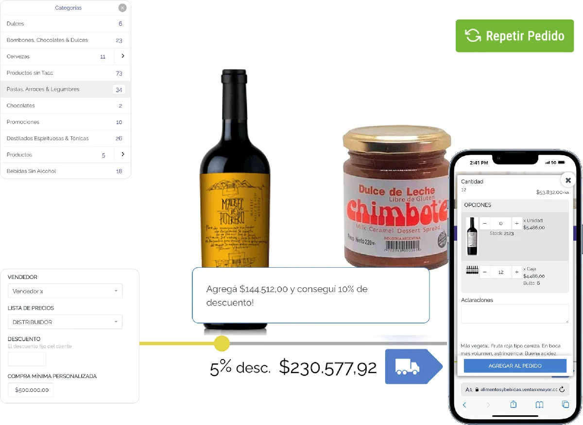 funciones para mayoristas de alimentos y bebidas de ventasxmayor.com.mx