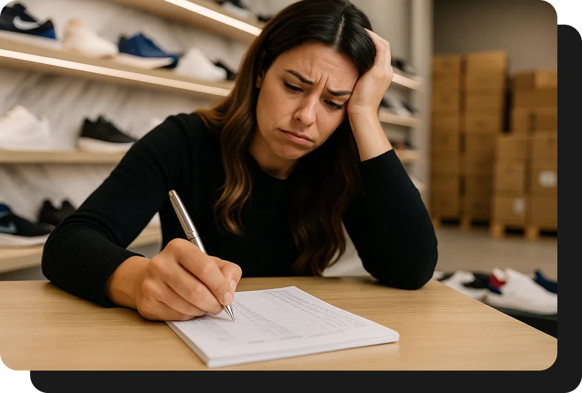 mayorista de calzado tomando pedido a mano sin ventasxmayor.com.mx