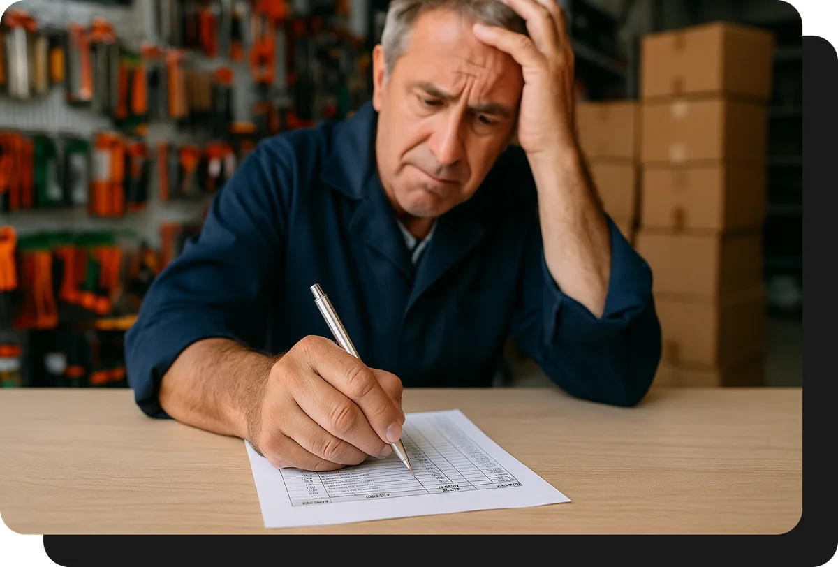 mayorista de ferreteria tomando pedido a mano sin ventasxmayor.com.mx