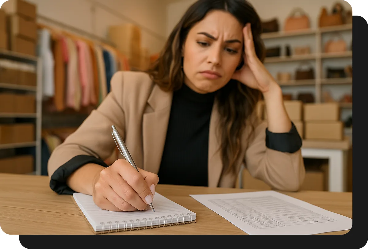 mayorista de moda tomando pedido a mano sin ventasxmayor.com.mx